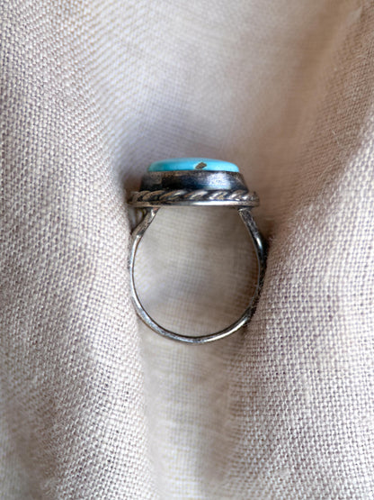 Vintage Sterling Silver Oval Turquoise Statement Ring, Boho Artisan Jewelry