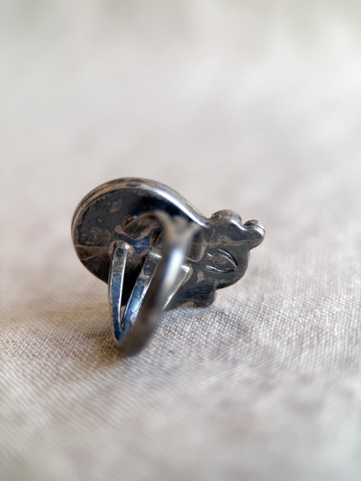 Vintage Sterling Silver Turquoise Coral Flower Ring, Boho Statement Jewelry