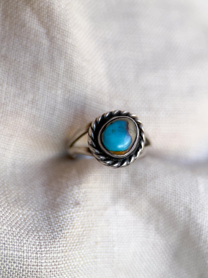 Vintage Sterling Silver Turquoise Rope Statement Ring Boho Jewelry