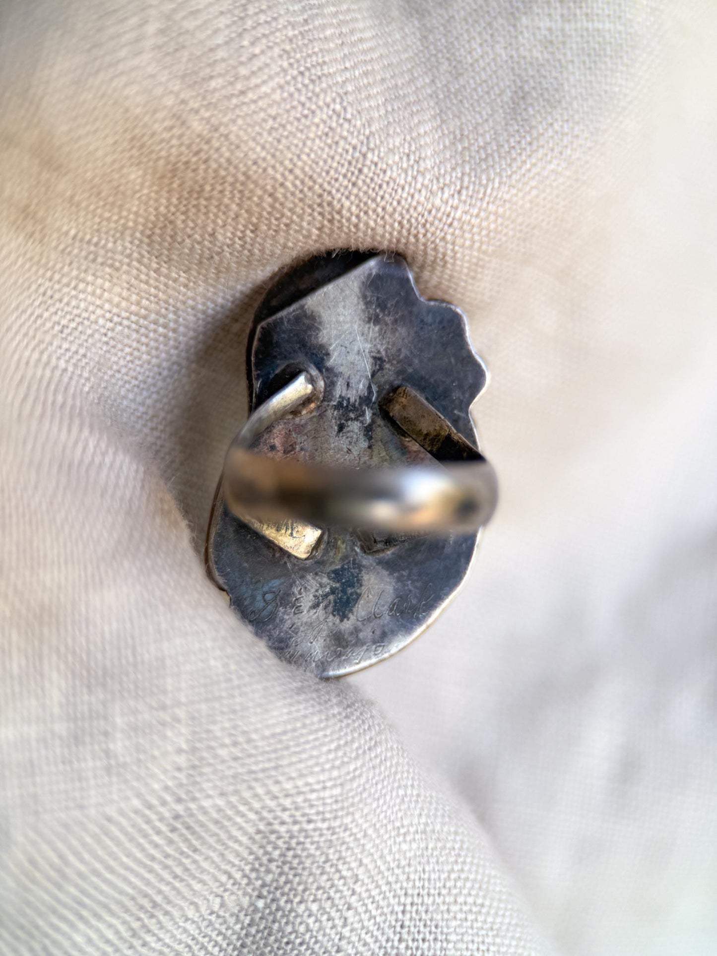 Vintage Sterling Silver Teardrop Turquoise Ring, Boho Scroll Statement Jewelry