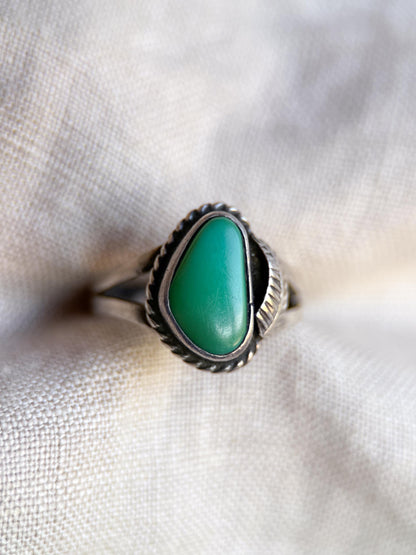 Vintage Sterling Silver Green Turquoise Teardrop Ring, Boho Statement Jewelry