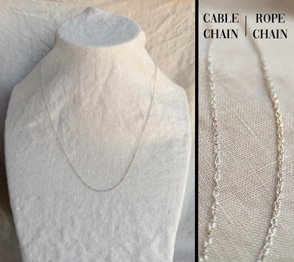 Chain Necklace in Sterling Silver, Cable, Paperclip, Rope Twist, Charm Necklace