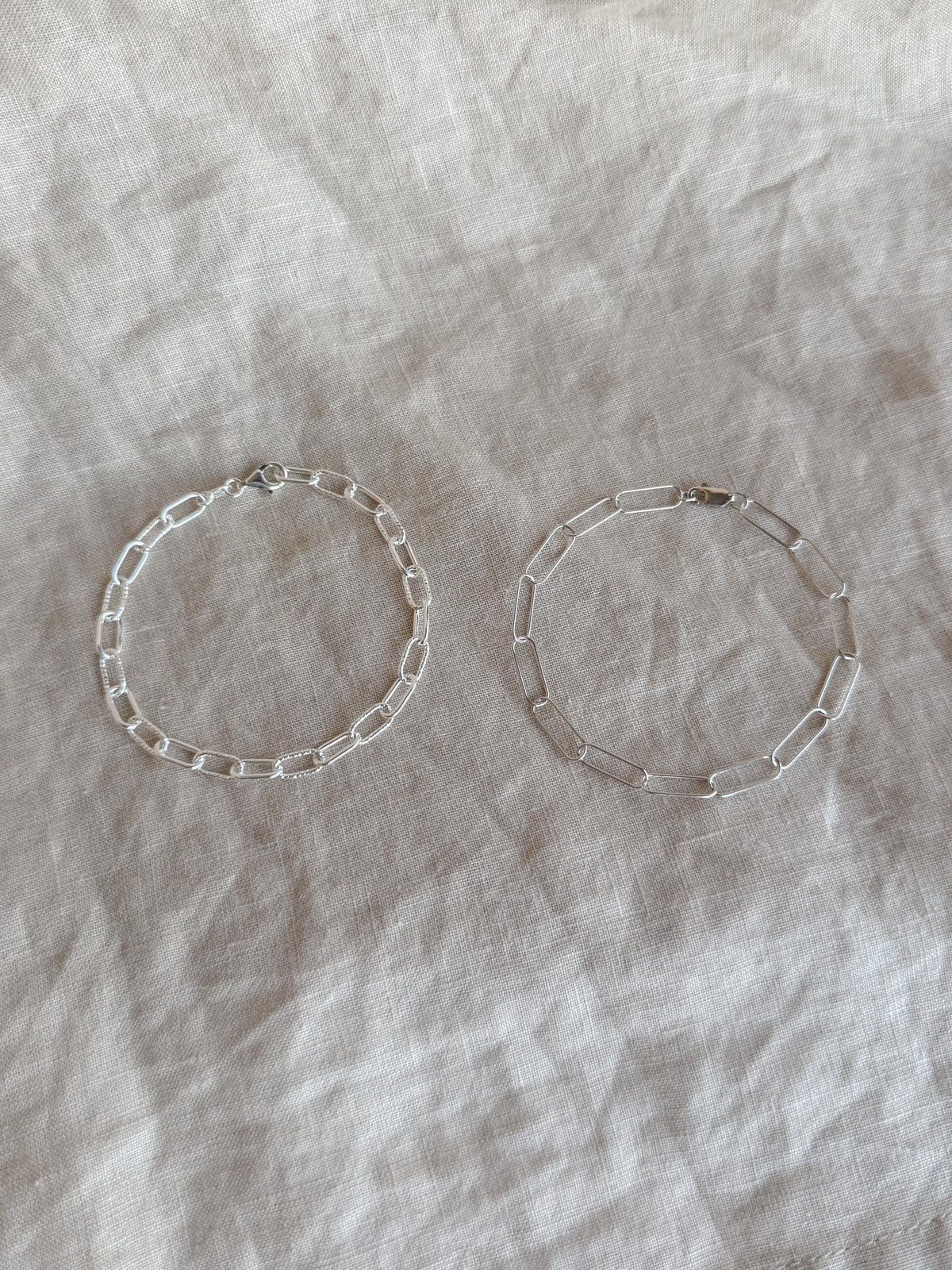 Chain Bracelet in Sterling Silver, Heavy Link or Minimalist Paperclip Charm Bracelet