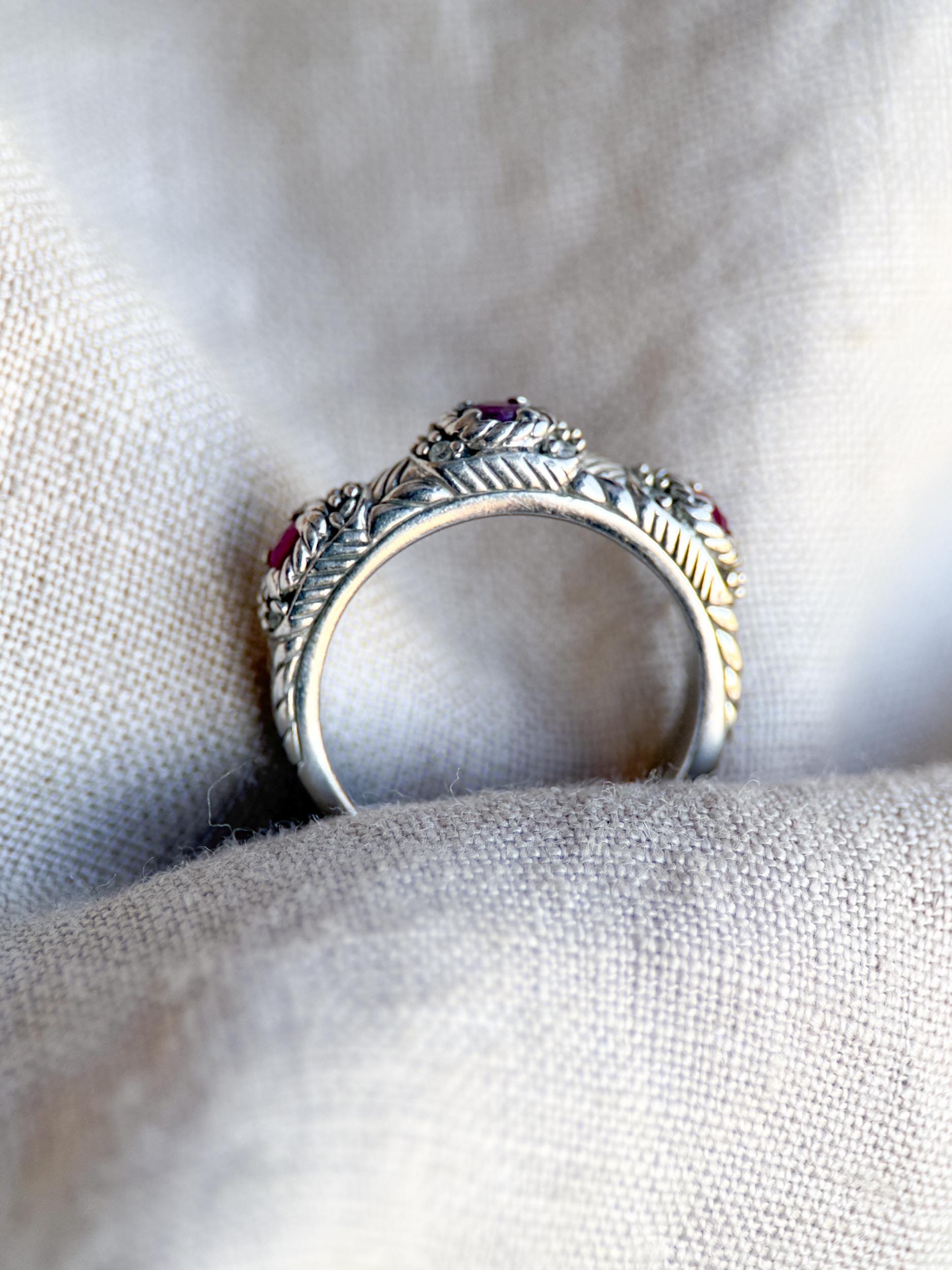 Vintage Sterling Silver Judith Ripka Ruby Ring, Faceted Gemstone Statement Ring, Classic Elegant Jewelry - @JewelryonRepeat
