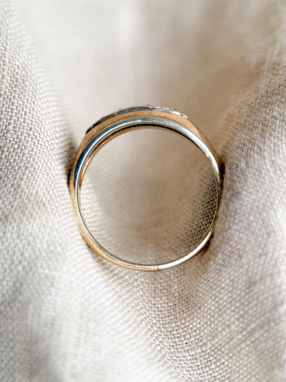 Vintage Diamond Wedding Band, 14k Gold Dome Textured Art Deco 1940s Ring