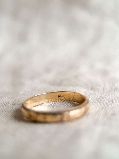 Vintage Wedding Band, 14k Gold Floral Filigree Ring, Mid Century Stacking Band