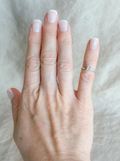 Vintage Diamond Engagement Ring, Princess Cut, 14k White Gold, Solitaire Bridal Ring