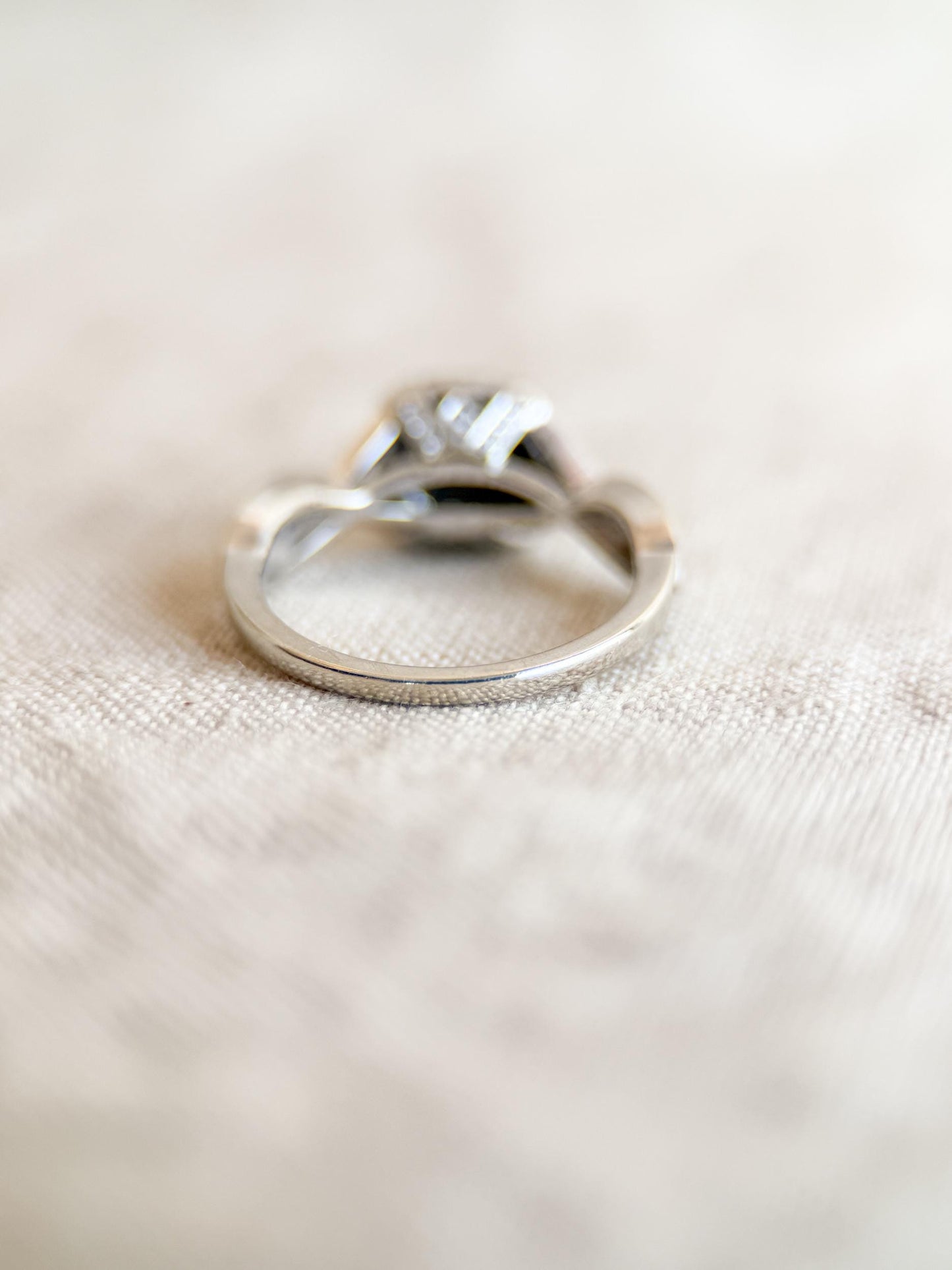 Vintage Diamond Halo Engagement Ring, Round Cut, 14k White Gold, Cushion Infinity Bridal Ring
