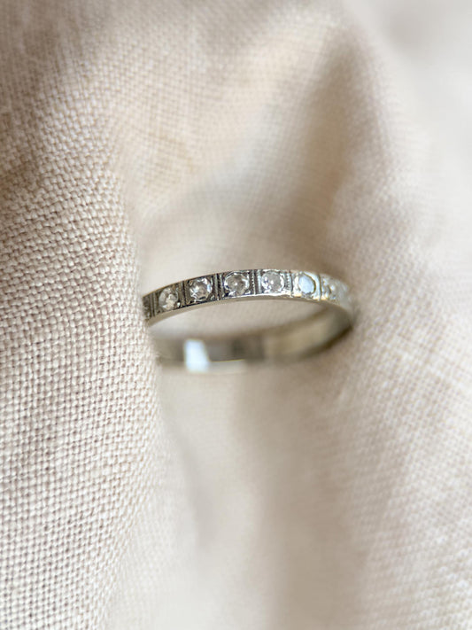 Vintage Art Deco Diamond Band in 14k White Gold, Antique 1920s Jewelry