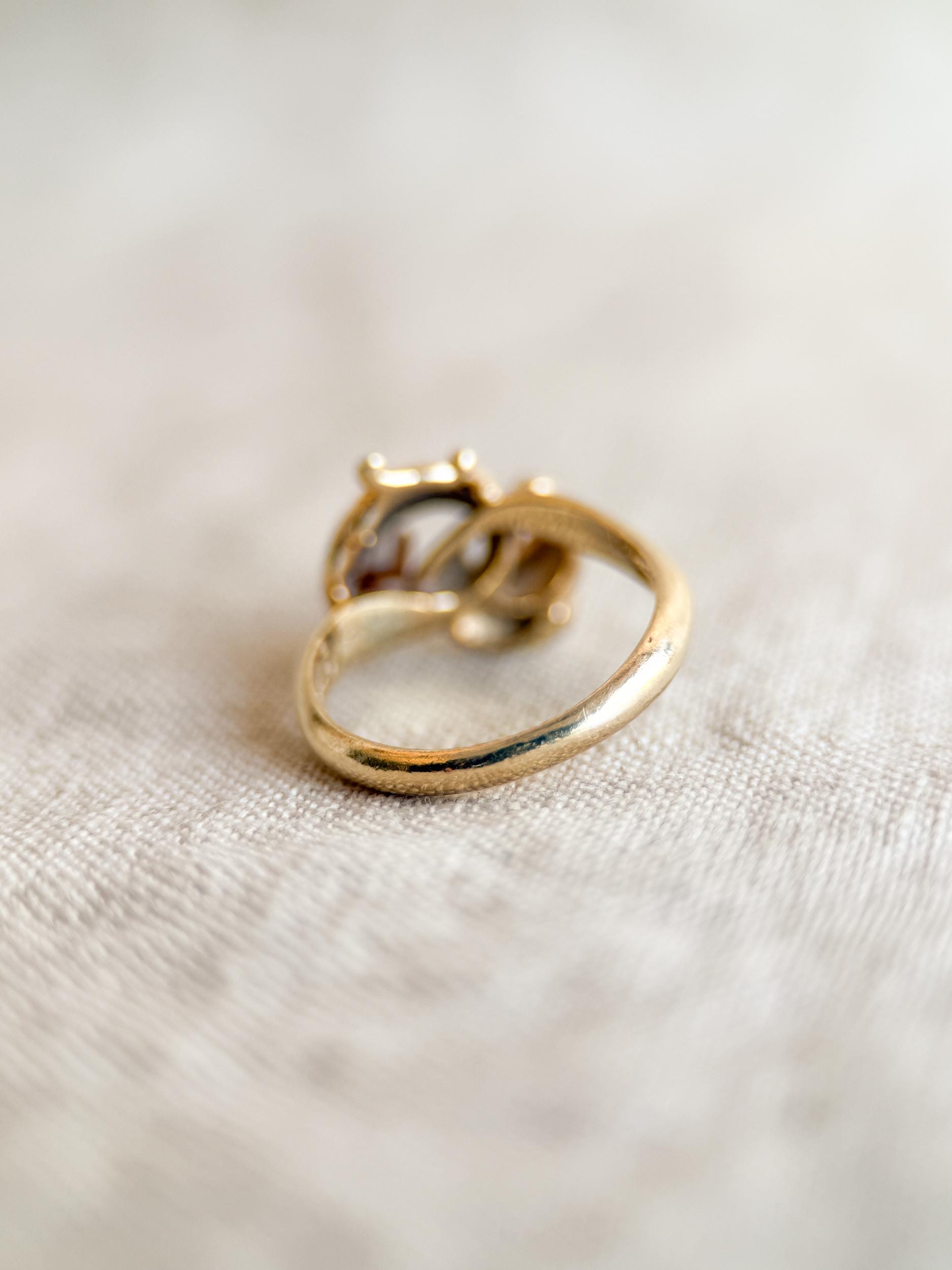 Vintage 1970s Pear Cut Diamond Filigree Engagement Ring