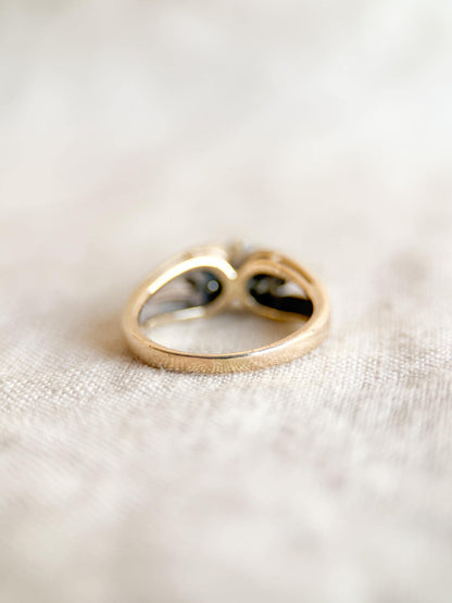 Vintage Diamond Engagement Ring, Round Cut, 14k Gold, 1990s Three-Stone Bridal Ring