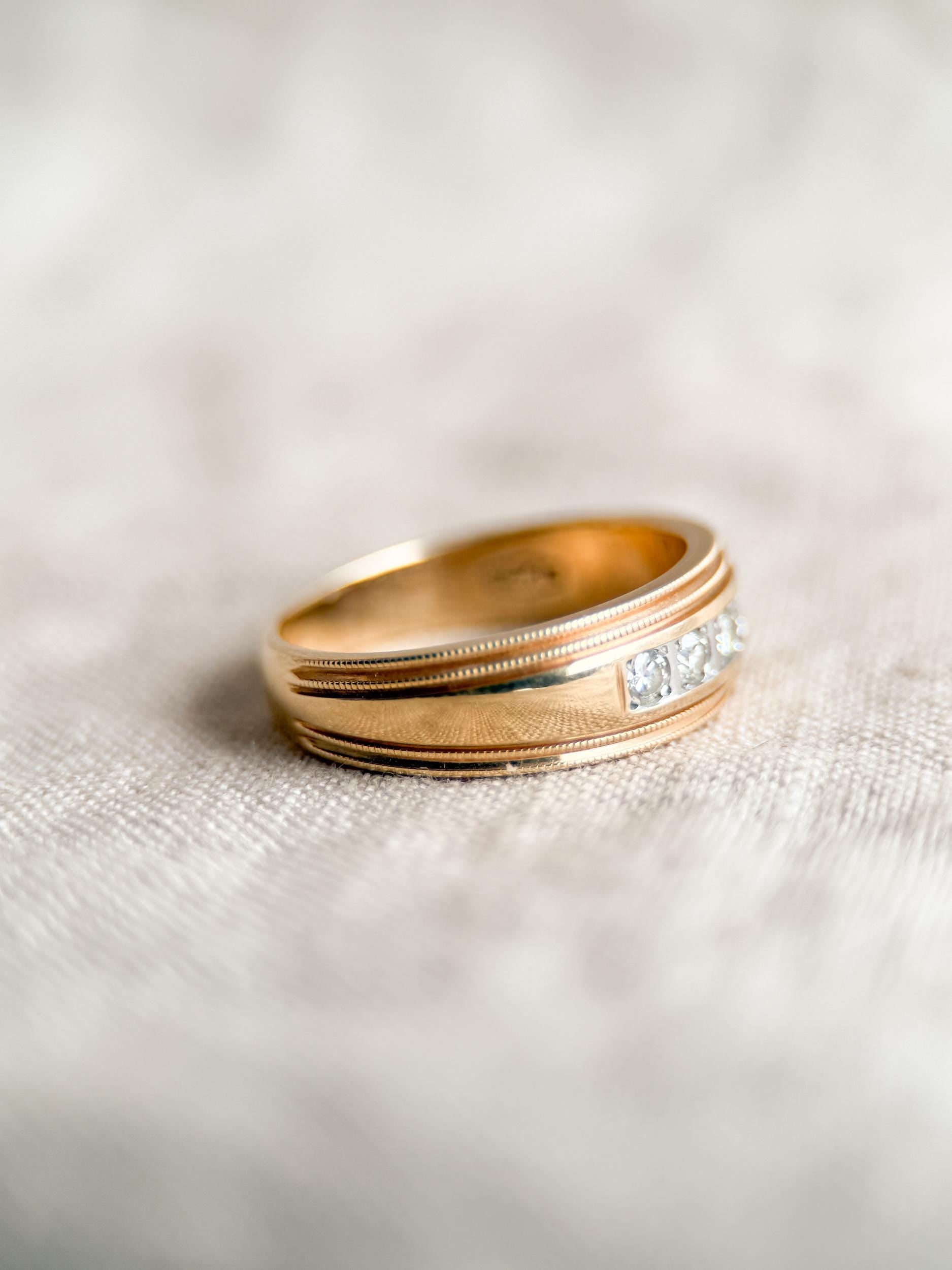Vintage 1960s Diamond Wedding Band, 14k Gold
