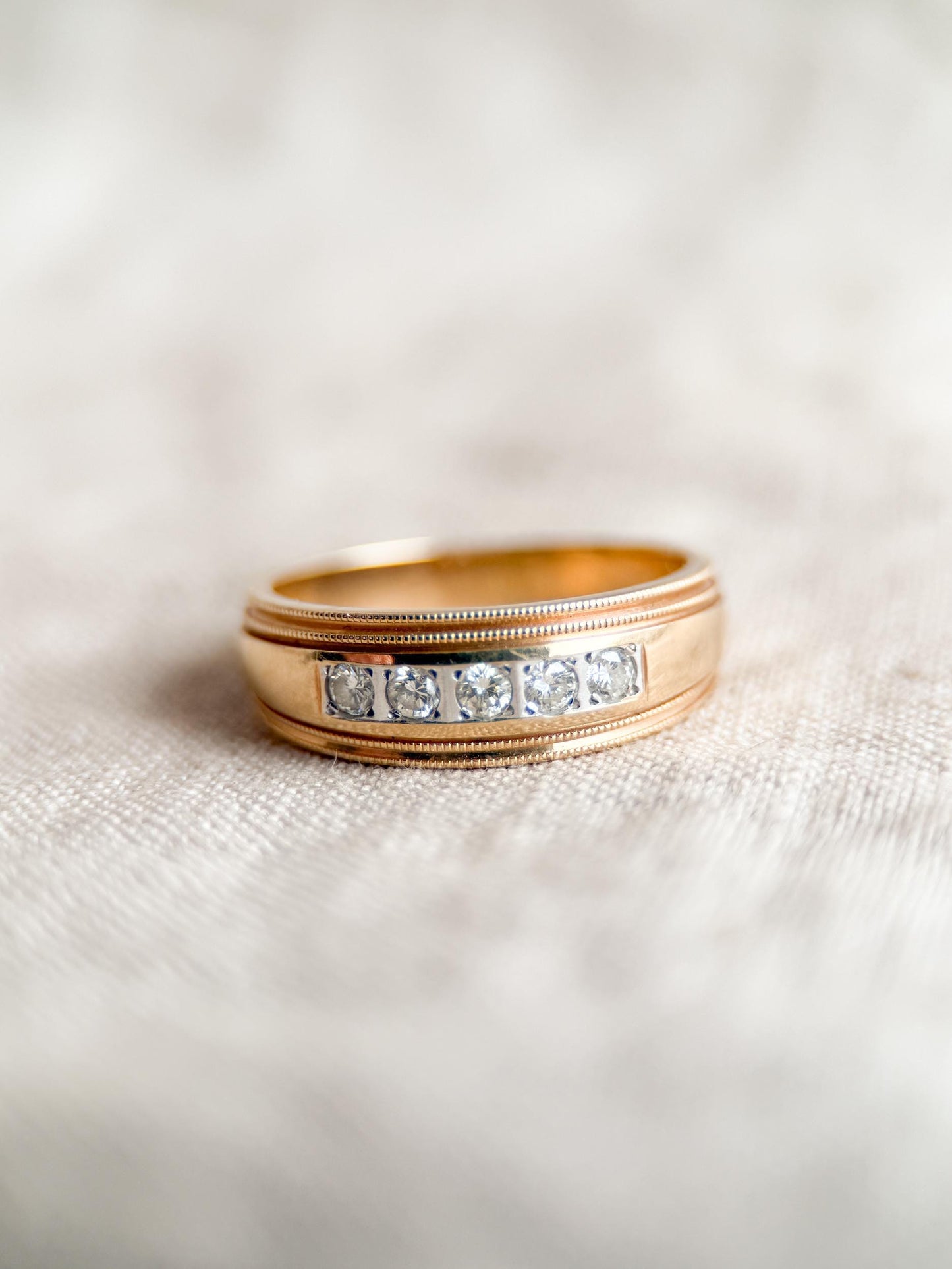 Vintage 1960s Diamond Wedding Band, 14k Gold