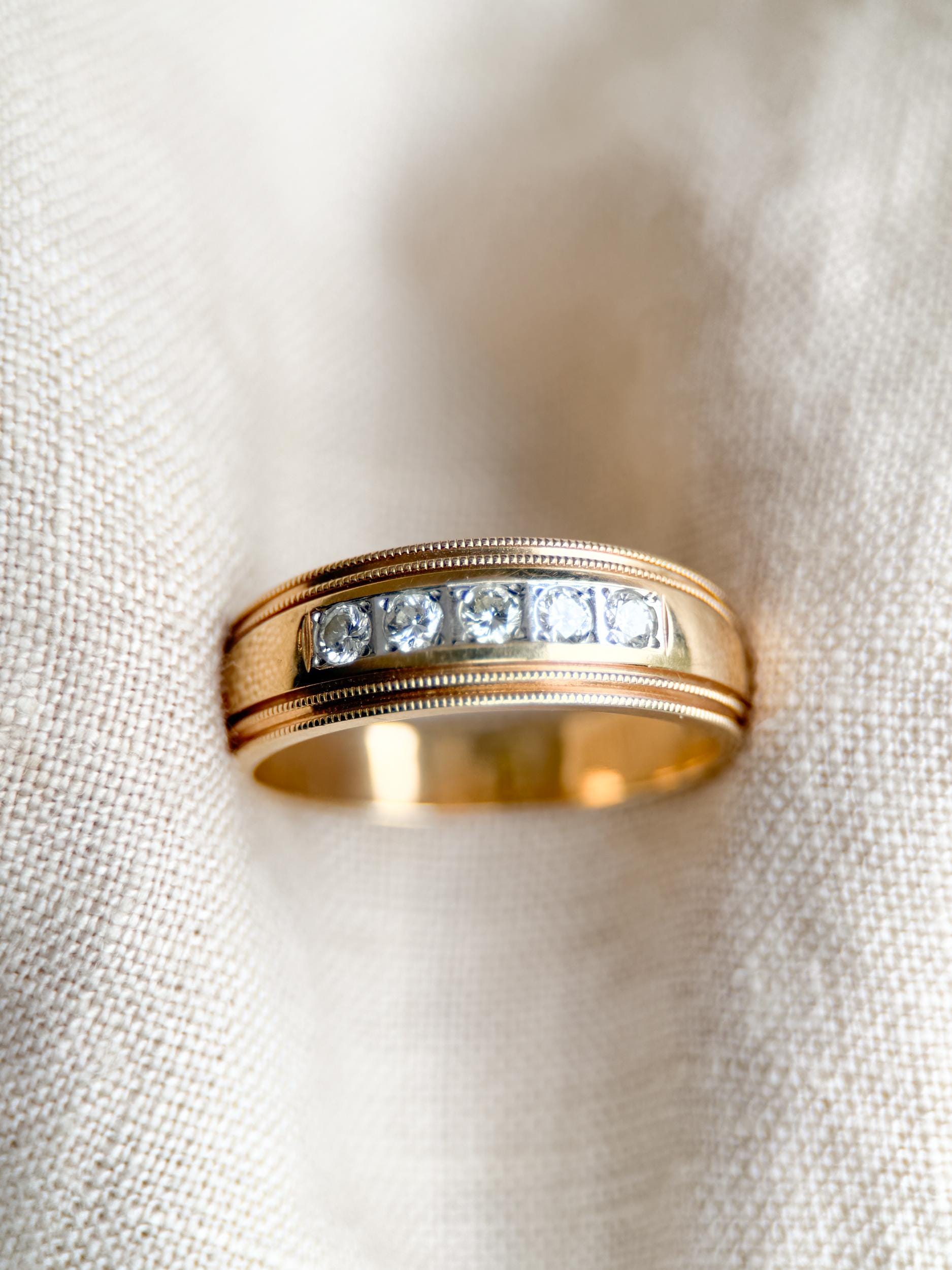 Vintage 1960s Diamond Wedding Band, 14k Gold