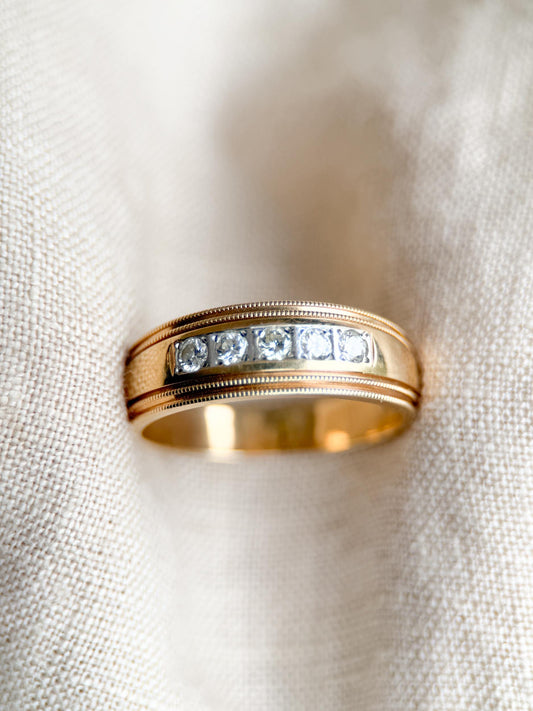 Vintage 1960s Diamond Wedding Band, 14k Gold