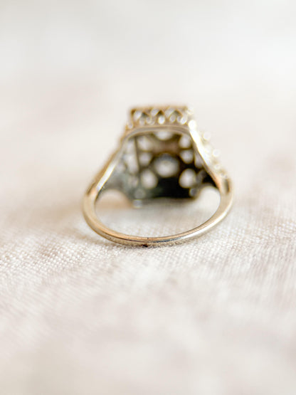 Antique Diamond Ring, 14k White Gold, Old Mine Two-Stone Engagement Ring, Vintage 1900s Art Nouveau