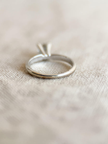 Vintage Diamond Engagement Ring, Princess Cut, 14k White Gold, 1990s Solitaire Bridal Ring