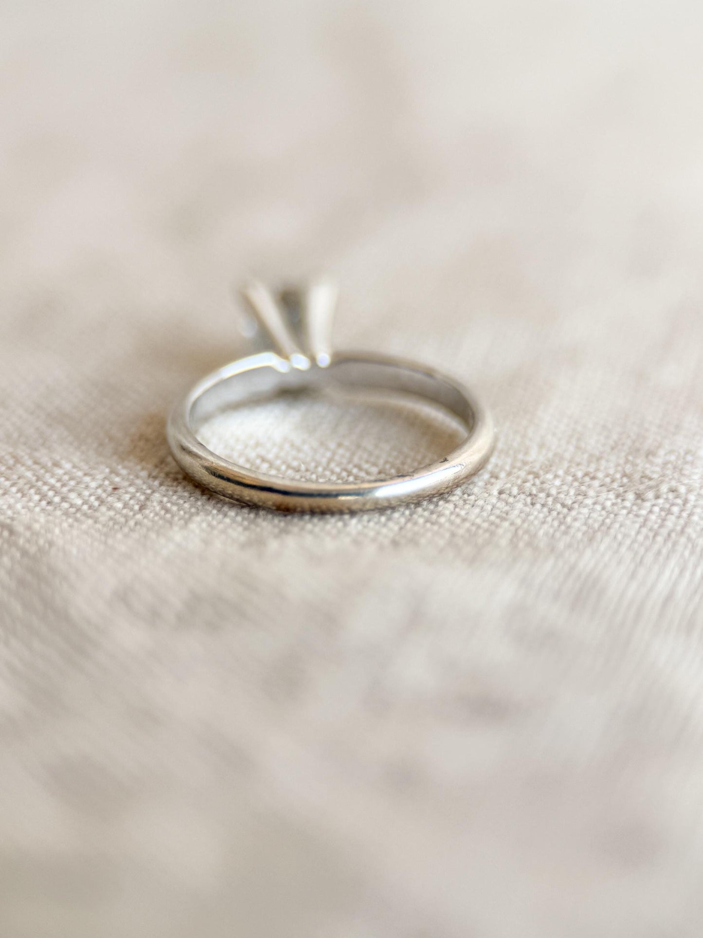 Vintage Diamond Engagement Ring, Princess Cut, 14k White Gold, Solitaire Bridal Ring