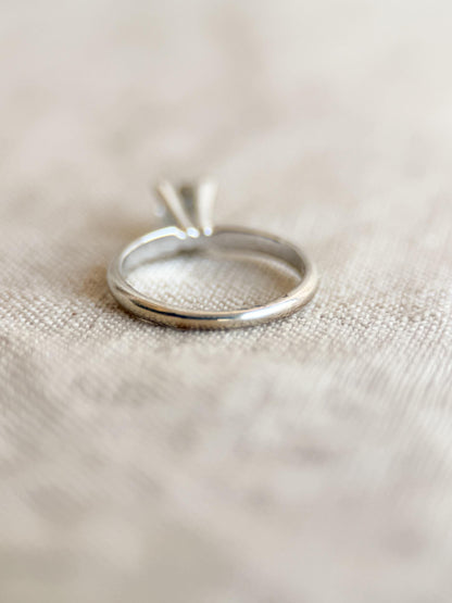Vintage Diamond Engagement Ring, Princess Cut, 14k White Gold, Solitaire Bridal Ring