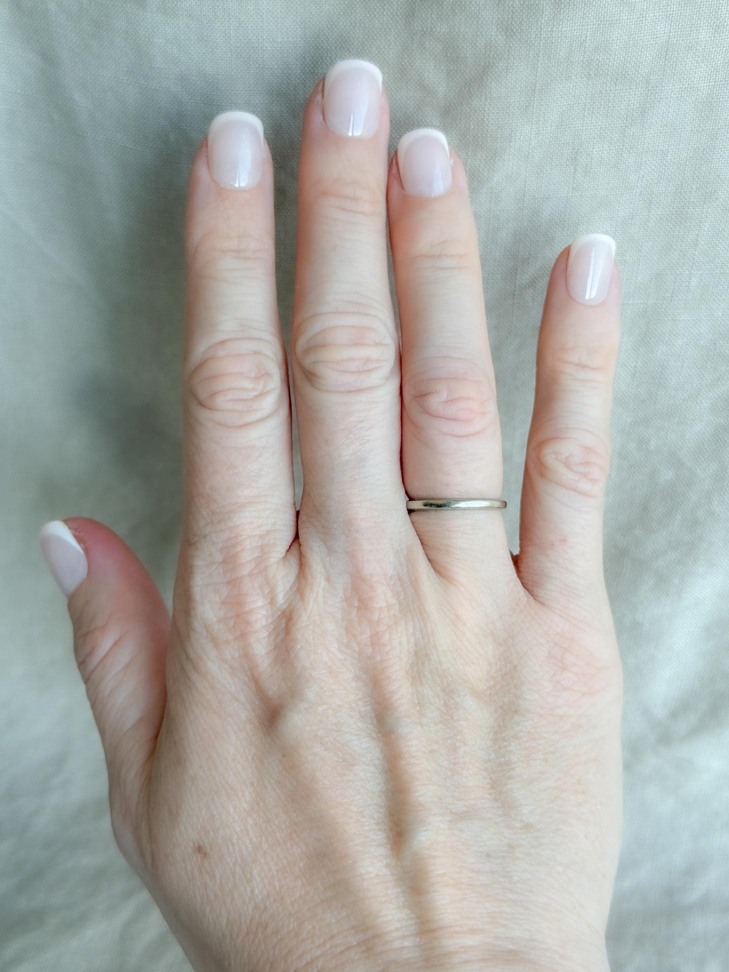 Vintage Wedding Band, 14k White Gold, Squared Minimalist Ring, Stacking Band