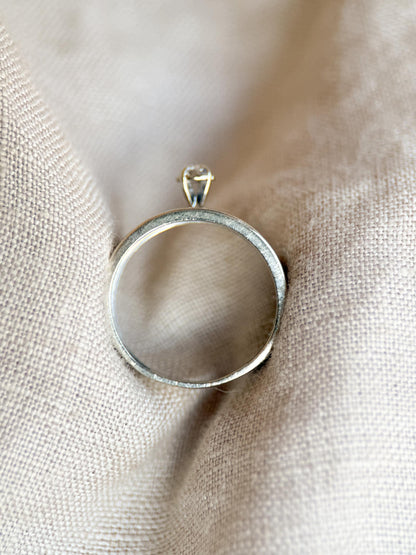 Vintage Diamond Engagement Ring and Wedding Band, 1950s White Gold Bridal Set