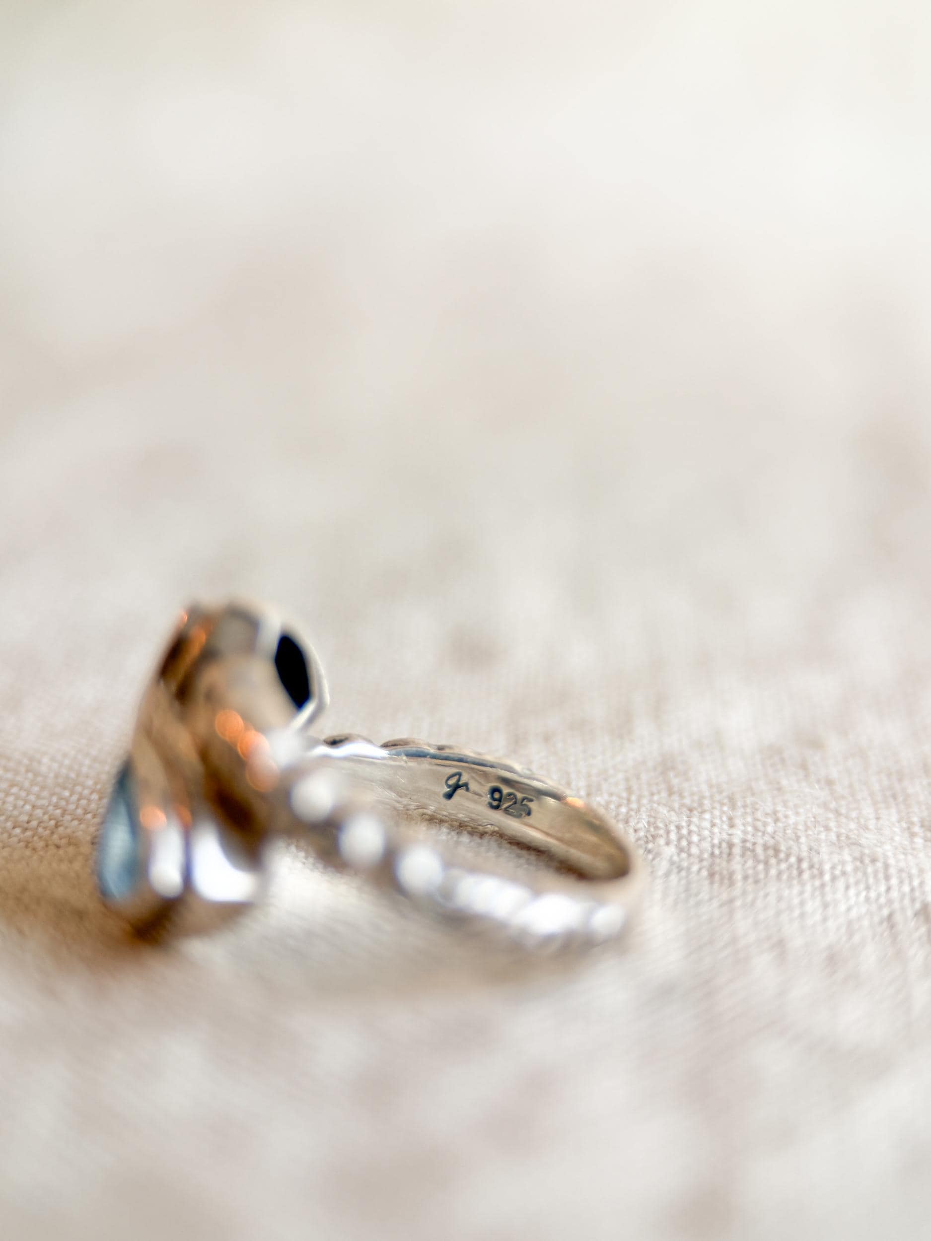 Vintage Blue Topaz Gemstone Ring in Sterling Silver, Retro Jewelry