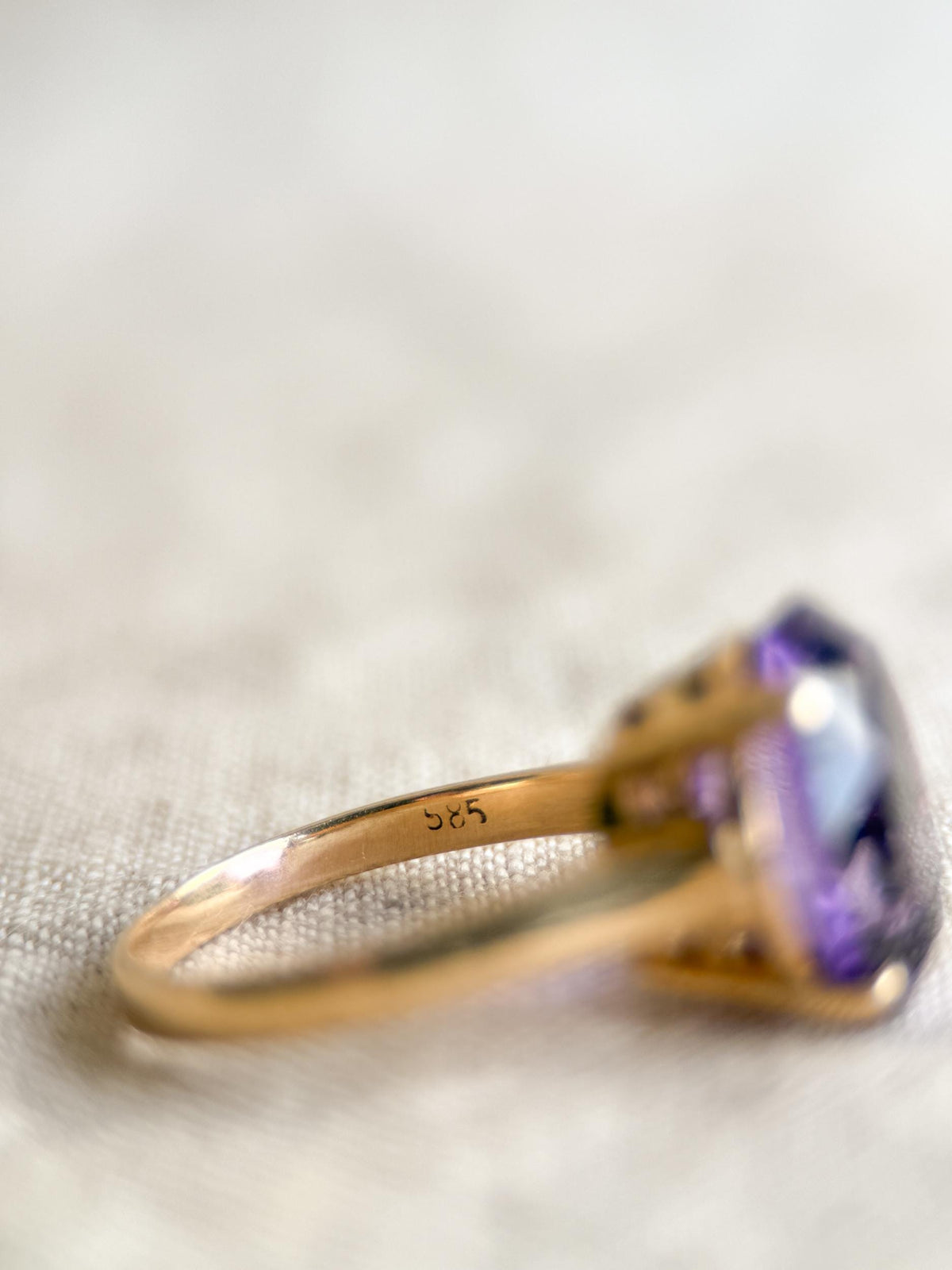 Vintage Amethyst Ring, 14k Gold, Large Oval Cut Statement Ring, Bold Cocktail Jewelry