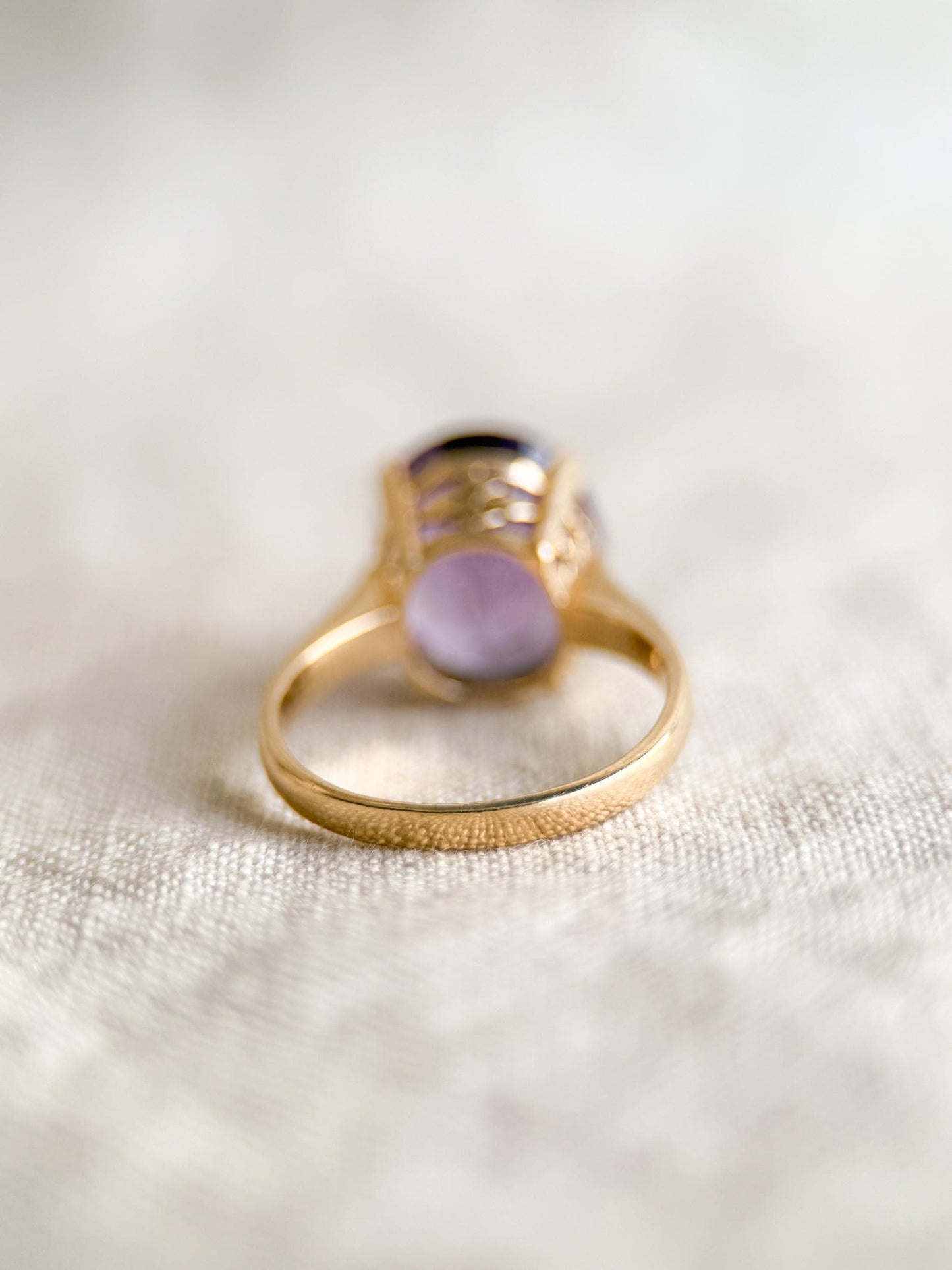 Vintage Amethyst Ring, 14k Gold, Large Oval Cut Statement Ring, Bold Cocktail Jewelry