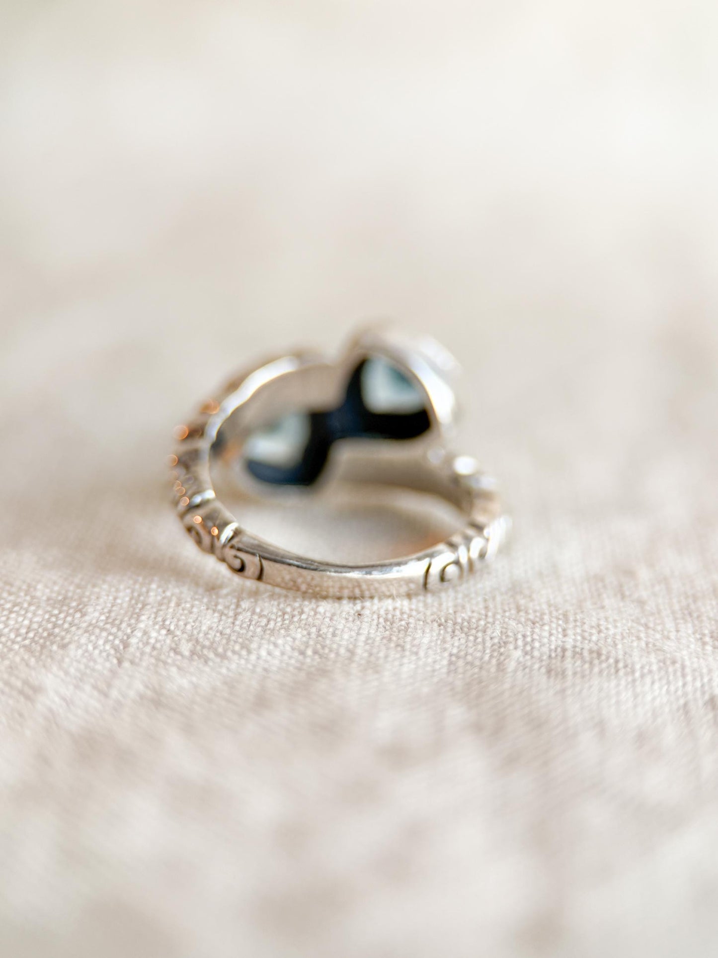 Vintage Blue Topaz Gemstone Ring in Sterling Silver, Retro Jewelry