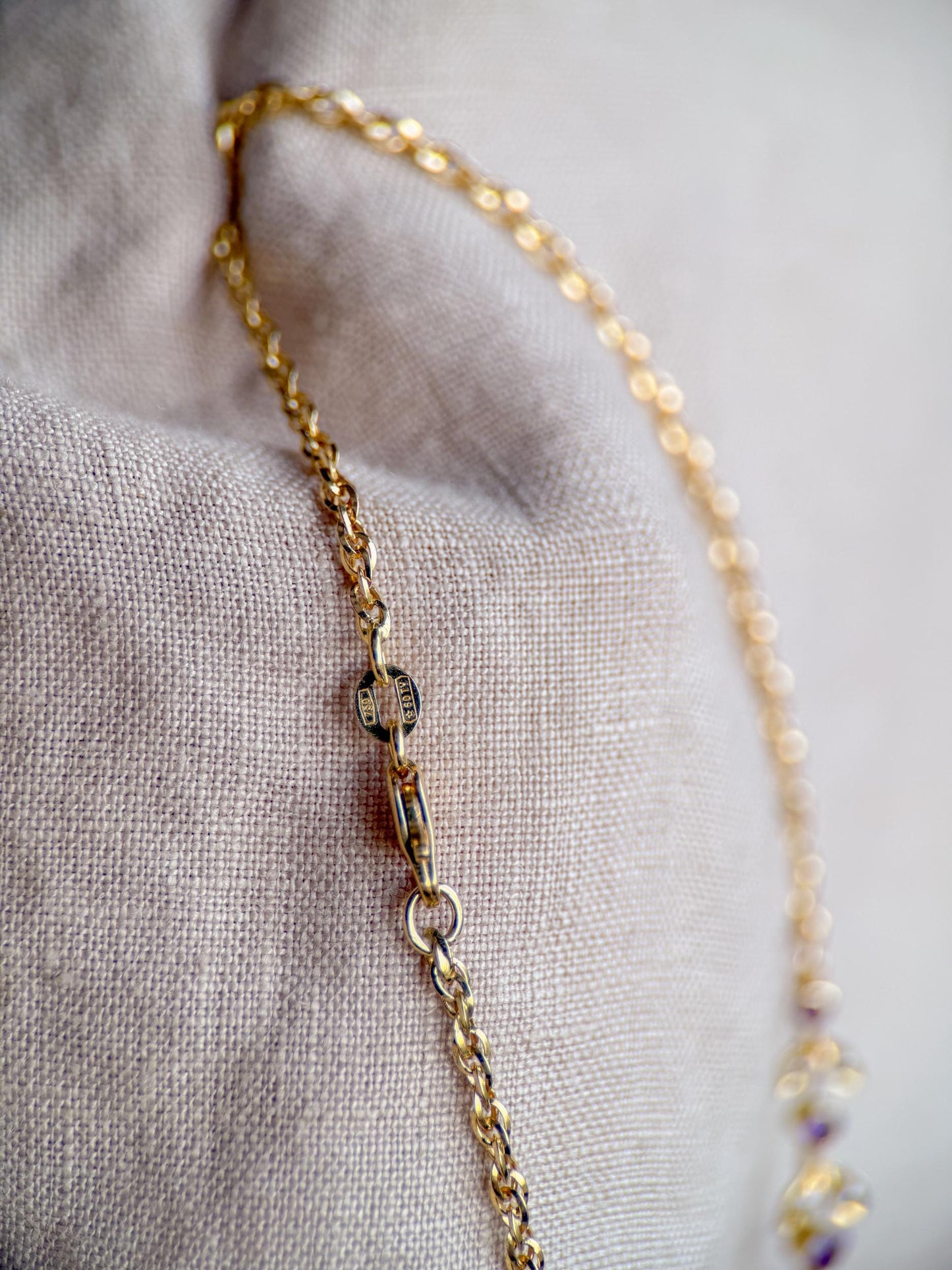 Vintage 1970s Floral Amethyst & Pearl Pendant Necklace, 14k Gold