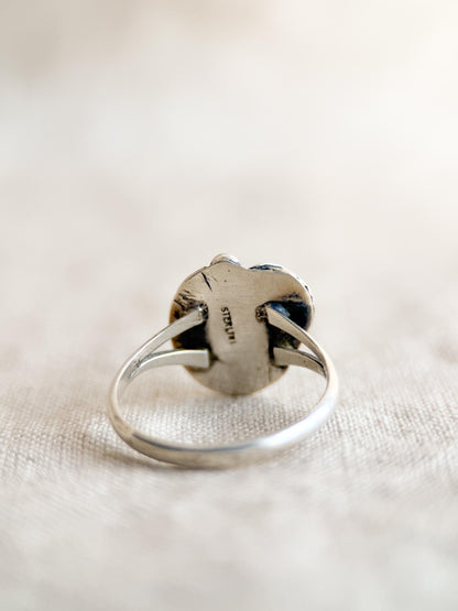 Vintage Sterling Silver Coral Leaf Ring, Boho Statement Jewelry
