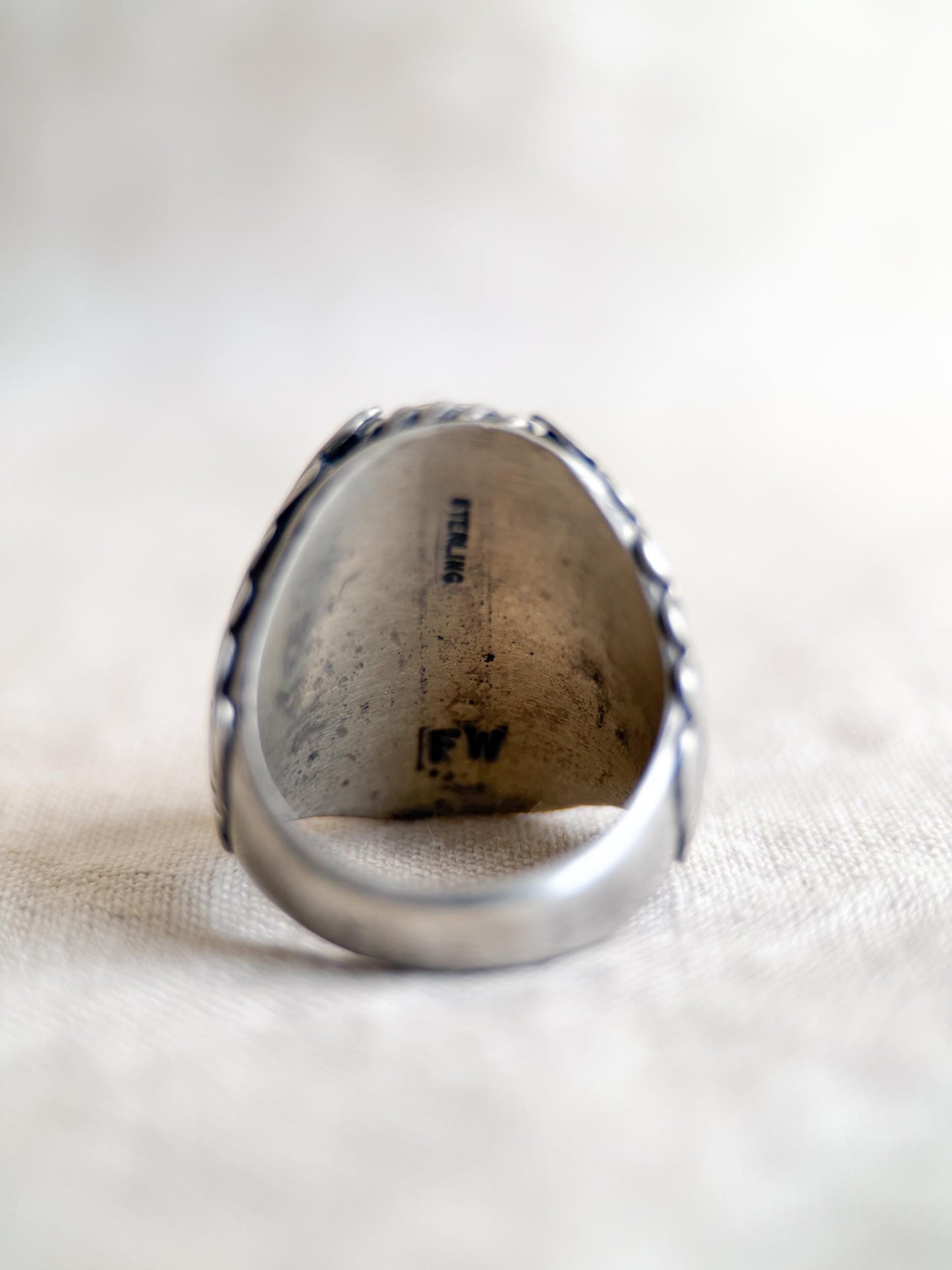 Vintage Sterling Silver Turquoise Statement Ring, Oval Matrix Boho Jewelry