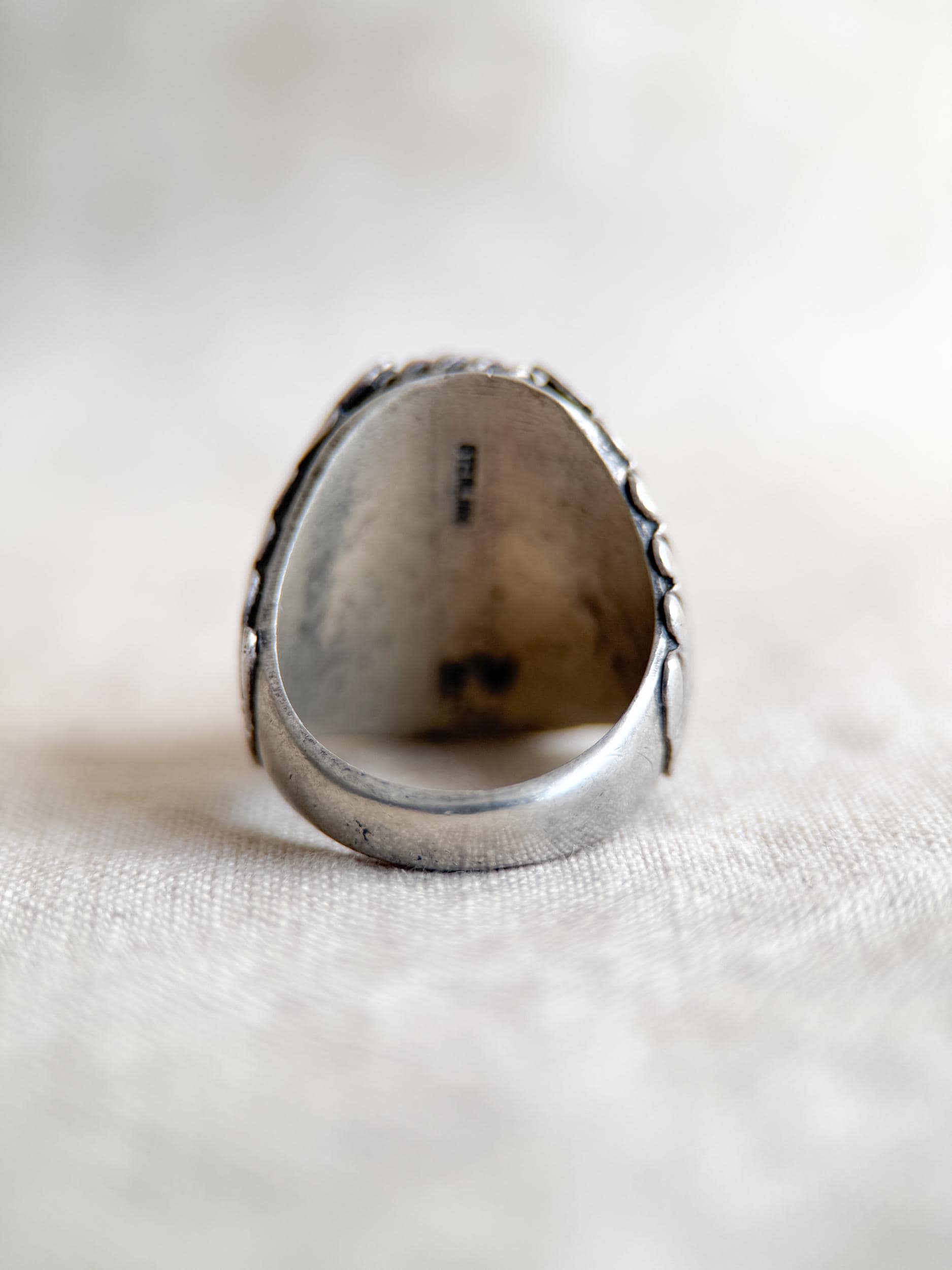 Vintage Sterling Silver Turquoise Statement Ring, Oval Matrix Boho Jewelry