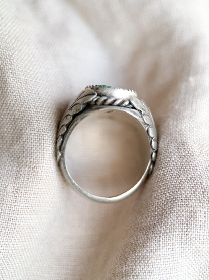 Vintage Sterling Silver Turquoise Statement Ring, Oval Matrix Boho Jewelry