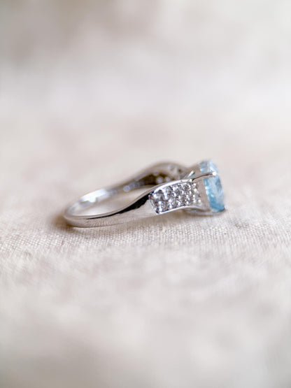 Vintage Sterling Silver Trillion Blue Topaz Statement Ring