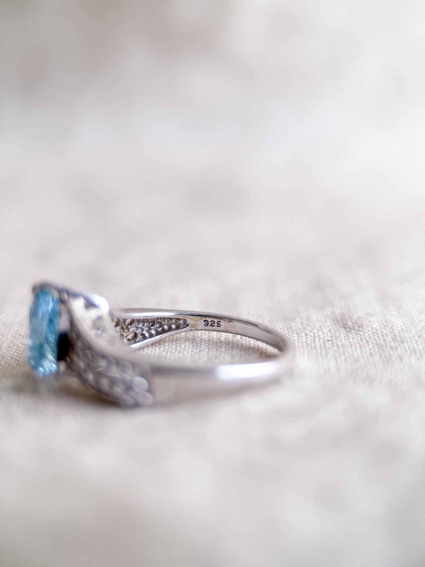 Vintage Sterling Silver Trillion Blue Topaz Statement Ring