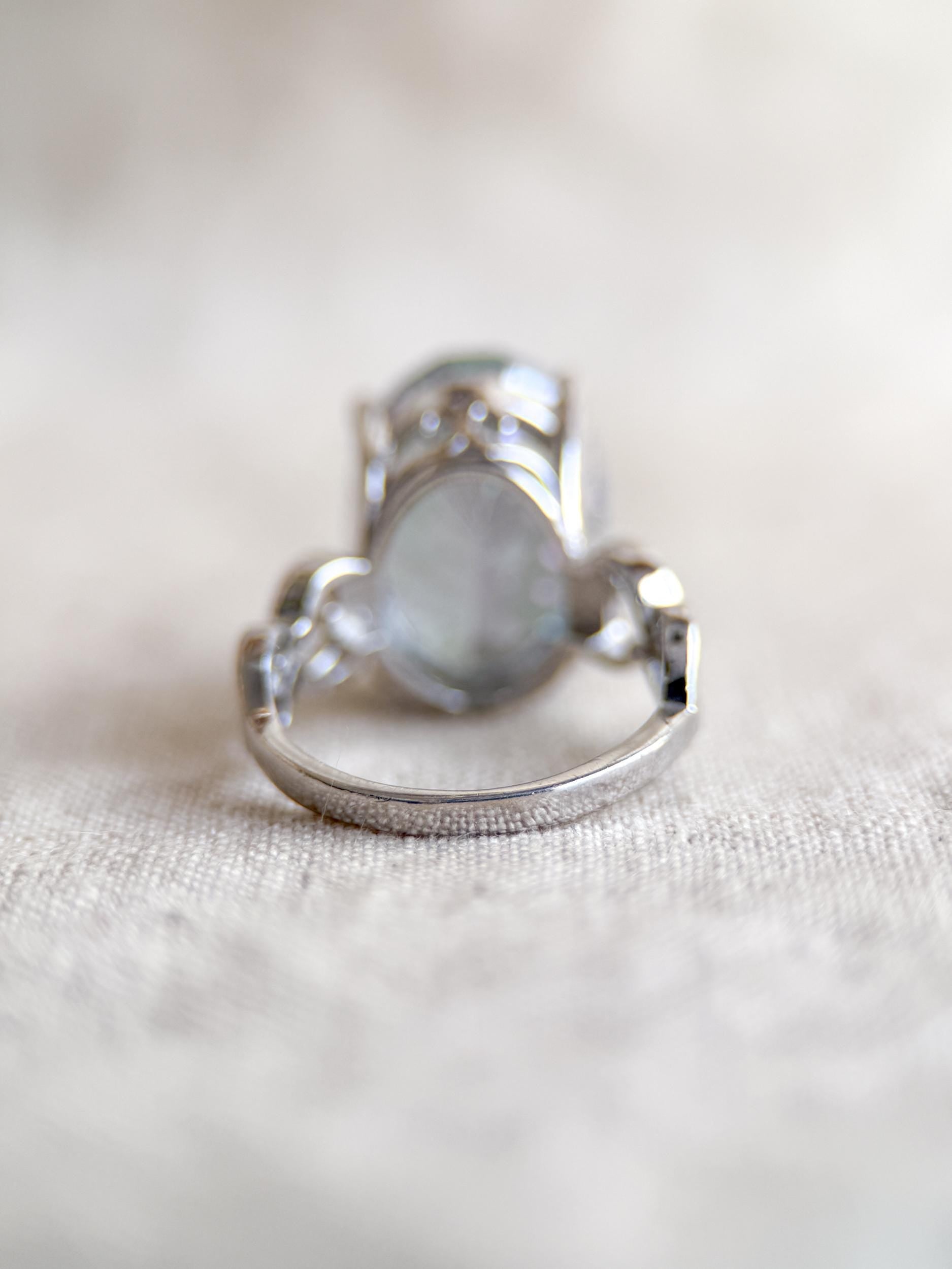 Vintage Mystic Topaz Sterling Silver Ring, Rainbow Cocktail Statement Boho Jewelry
