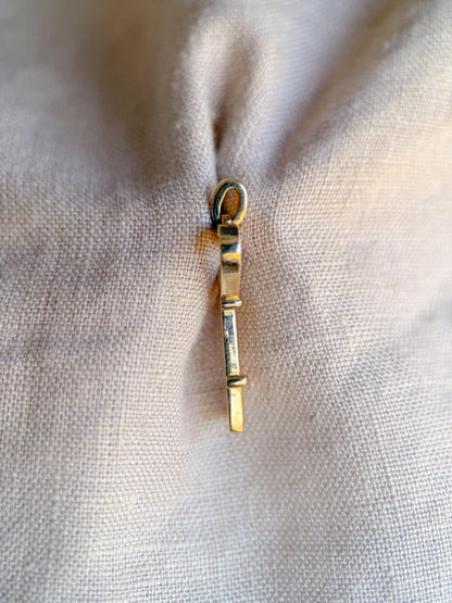 Diamond Skeleton Key Pendant 14K Gold, Retro 2000s Vintage Necklace Charm, Gift for Her