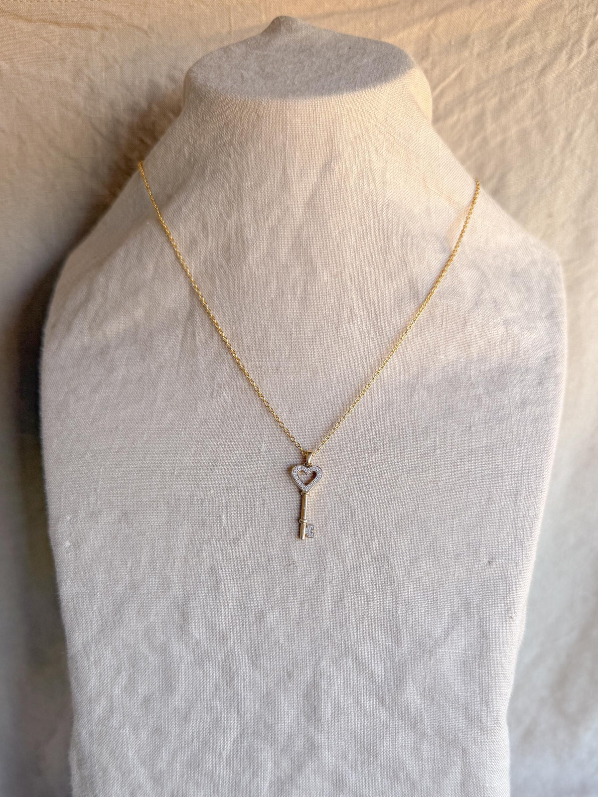 Diamond Skeleton Key Pendant 14K Gold, Retro 2000s Vintage Necklace Charm, Gift for Her