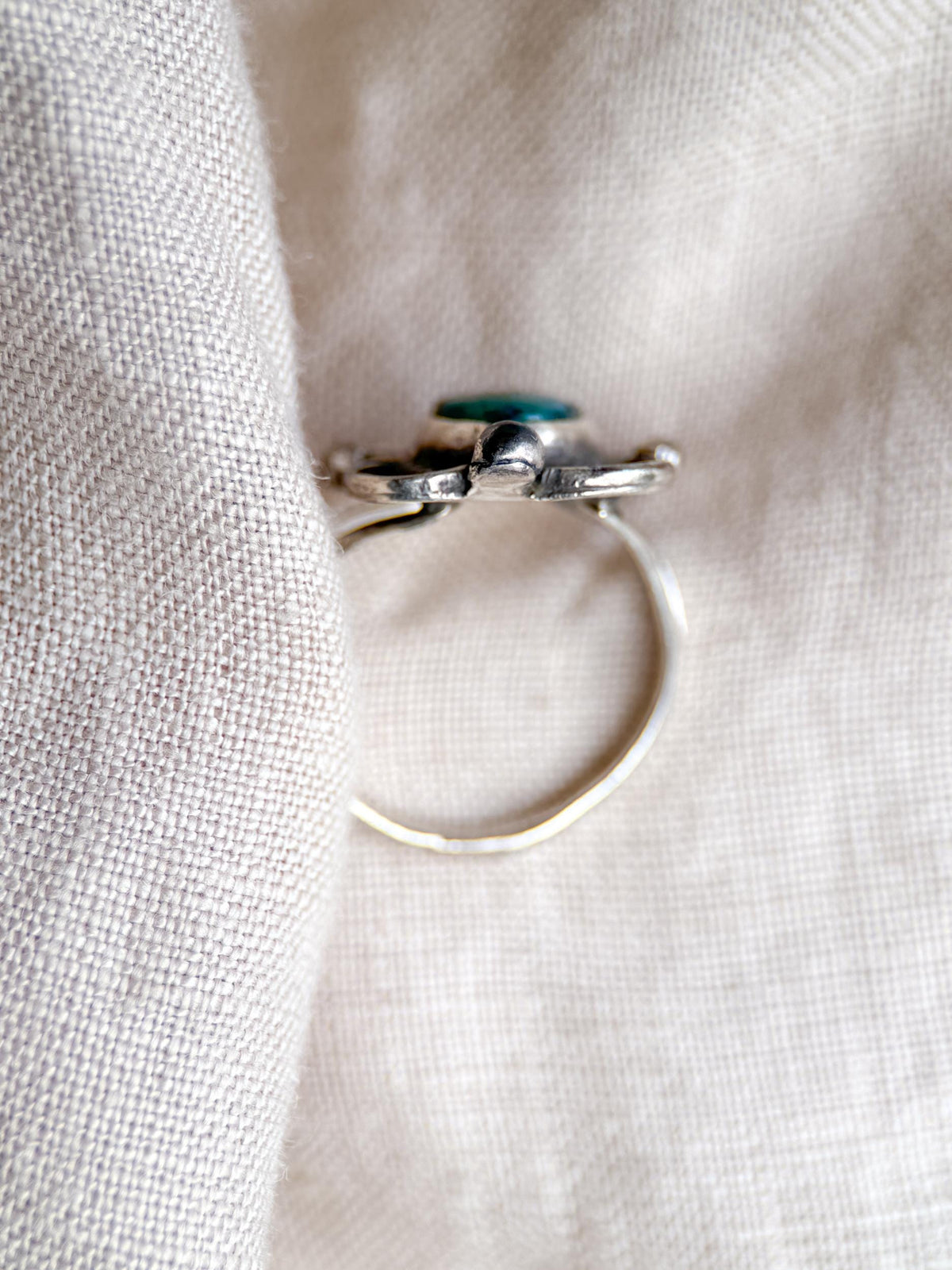 Vintage Turquoise Sterling Silver Scroll Statement Ring, Boho Jewelry