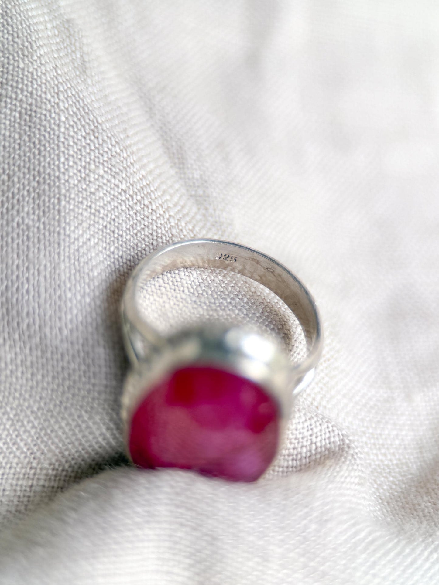 Vintage Sterling Silver Oval Ruby Statement Ring, Boho Artisan Jewelry
