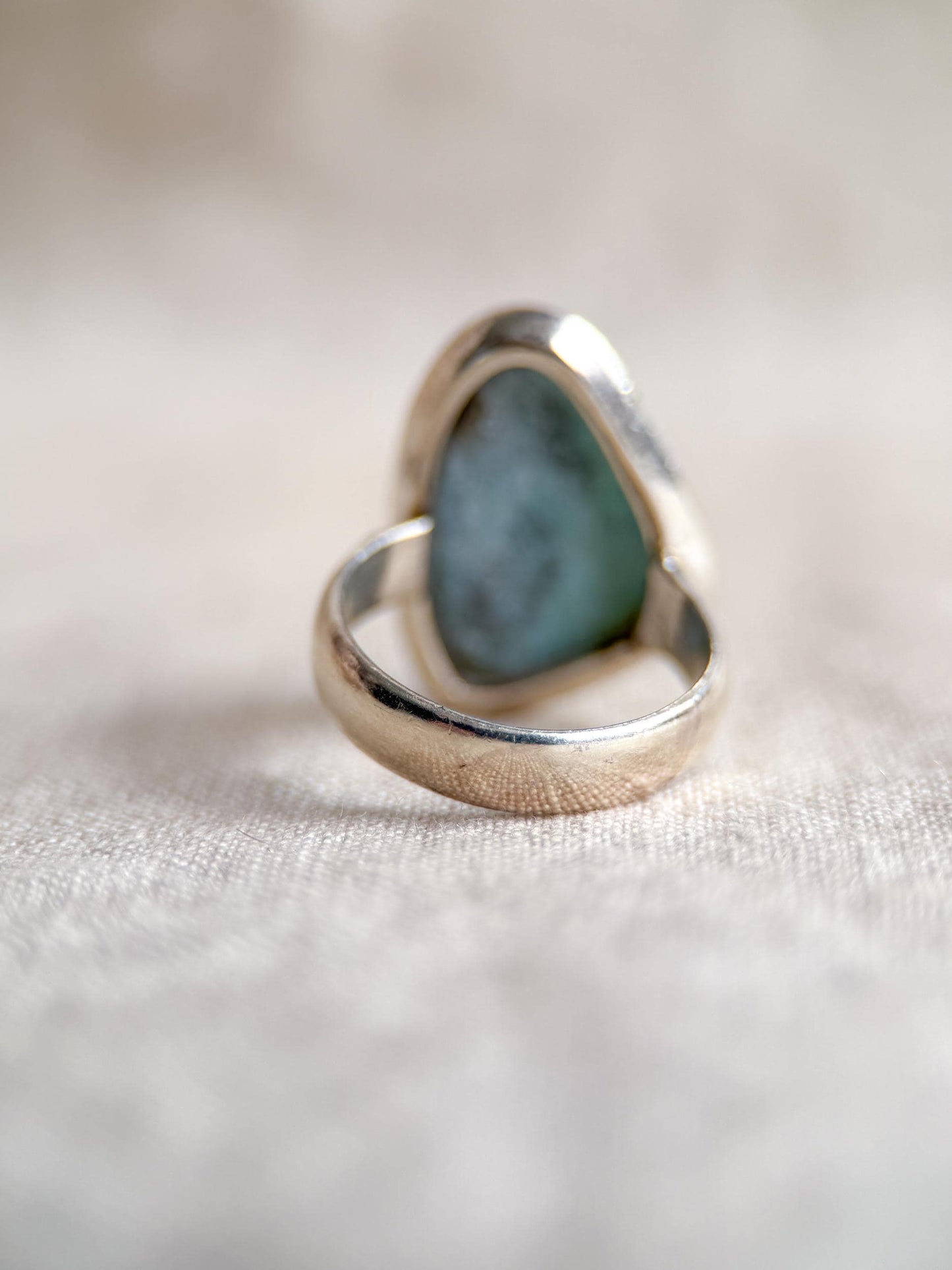 Vintage Blue Larimar Sterling Silver Triangle Statement Ring Boho Jewelry