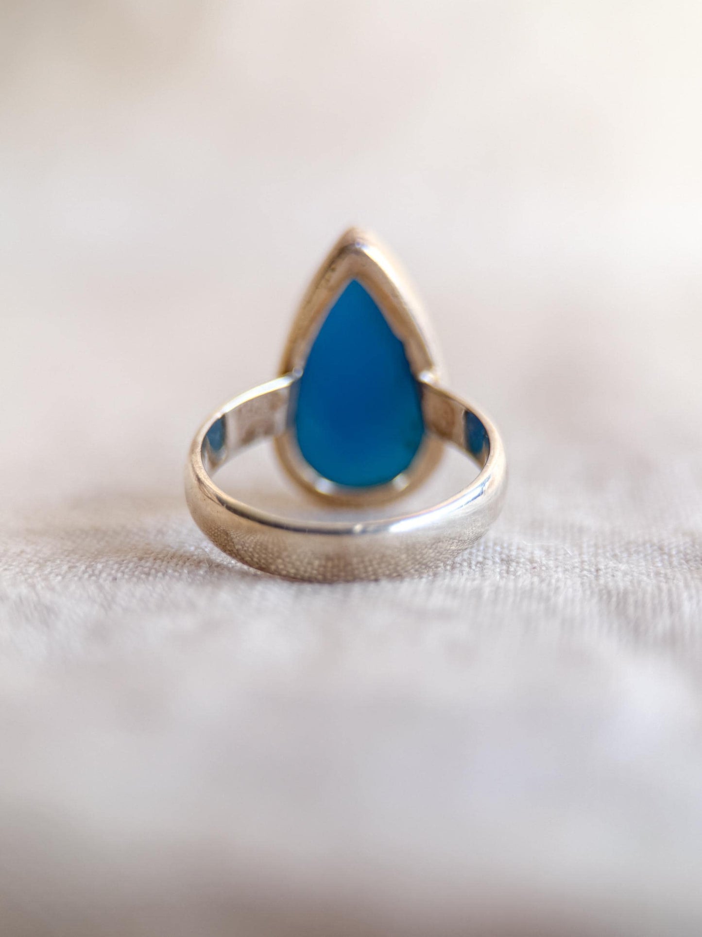 Vintage Sterling Silver Druzy Teardrop Ring, Boho Statement Jewelry
