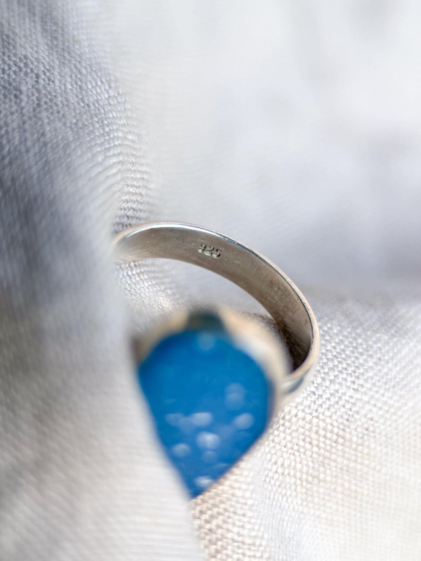 Vintage Sterling Silver Druzy Teardrop Ring, Boho Statement Jewelry