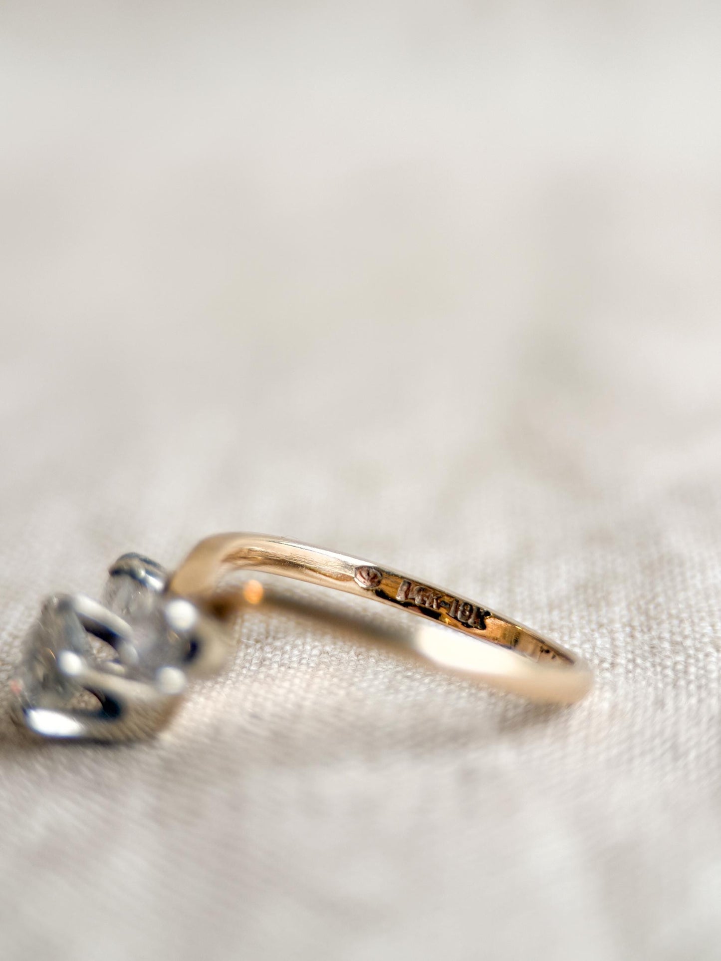 Antique 1920s Three Stone Diamond Engagement Ring, 14k Gold