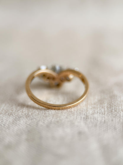 Antique 1920s Three Stone Diamond Engagement Ring, 14k Gold