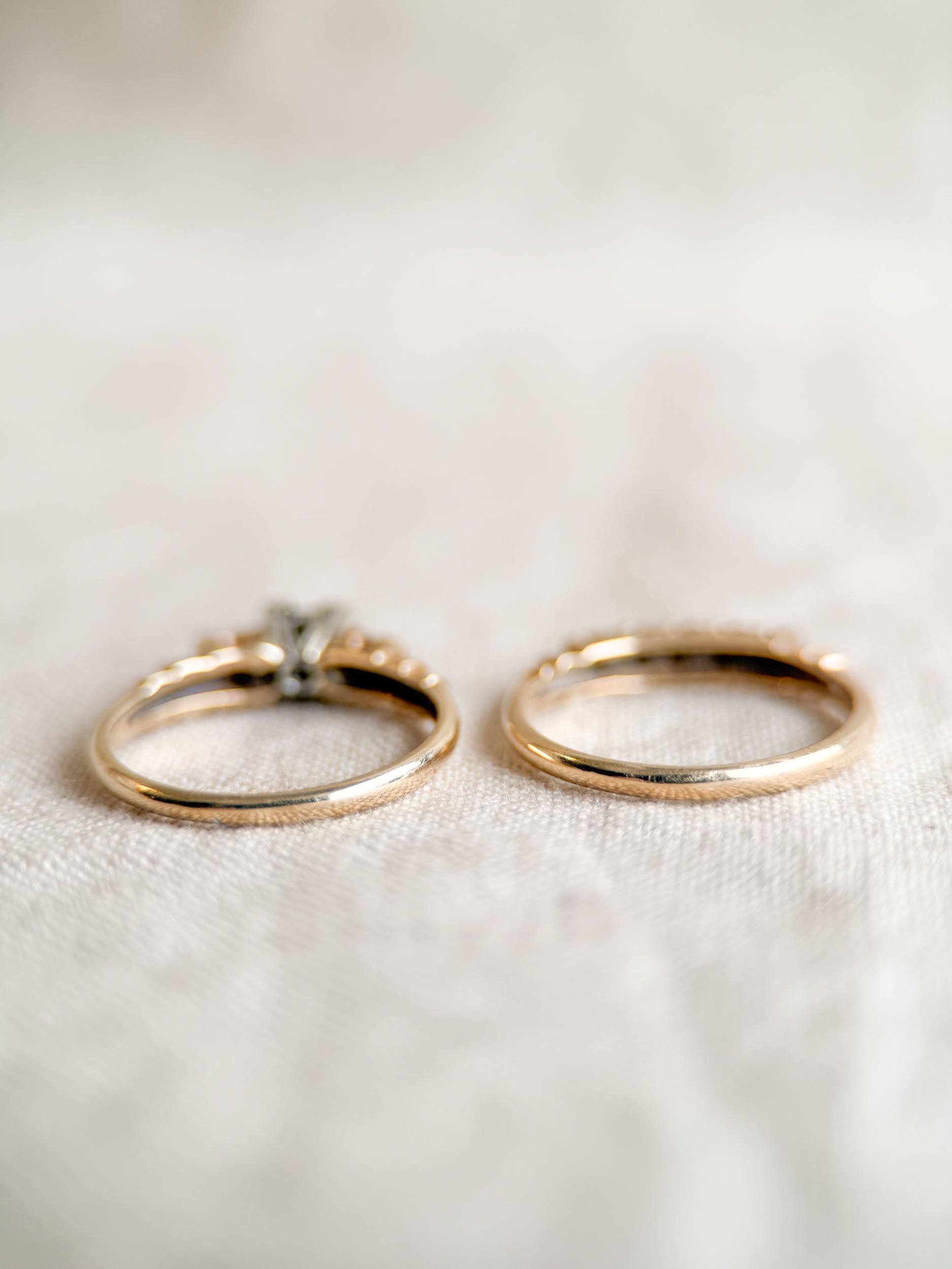 Vintage 1940s Art Deco Diamond Bridal Set, Engagement & Wedding Rings