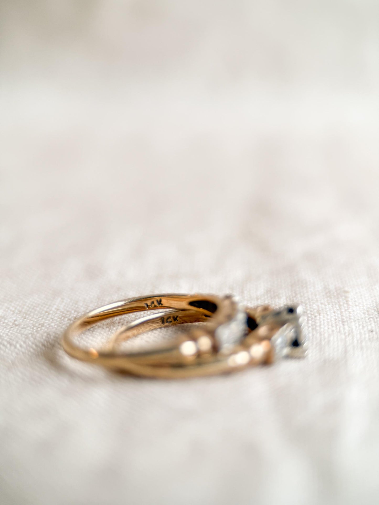 Vintage 1940s Art Deco Diamond Bridal Set, Engagement & Wedding Rings