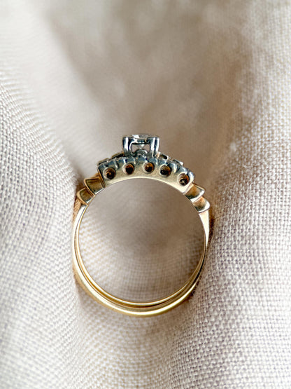 Vintage 1940s Art Deco Diamond Bridal Set, Engagement & Wedding Rings