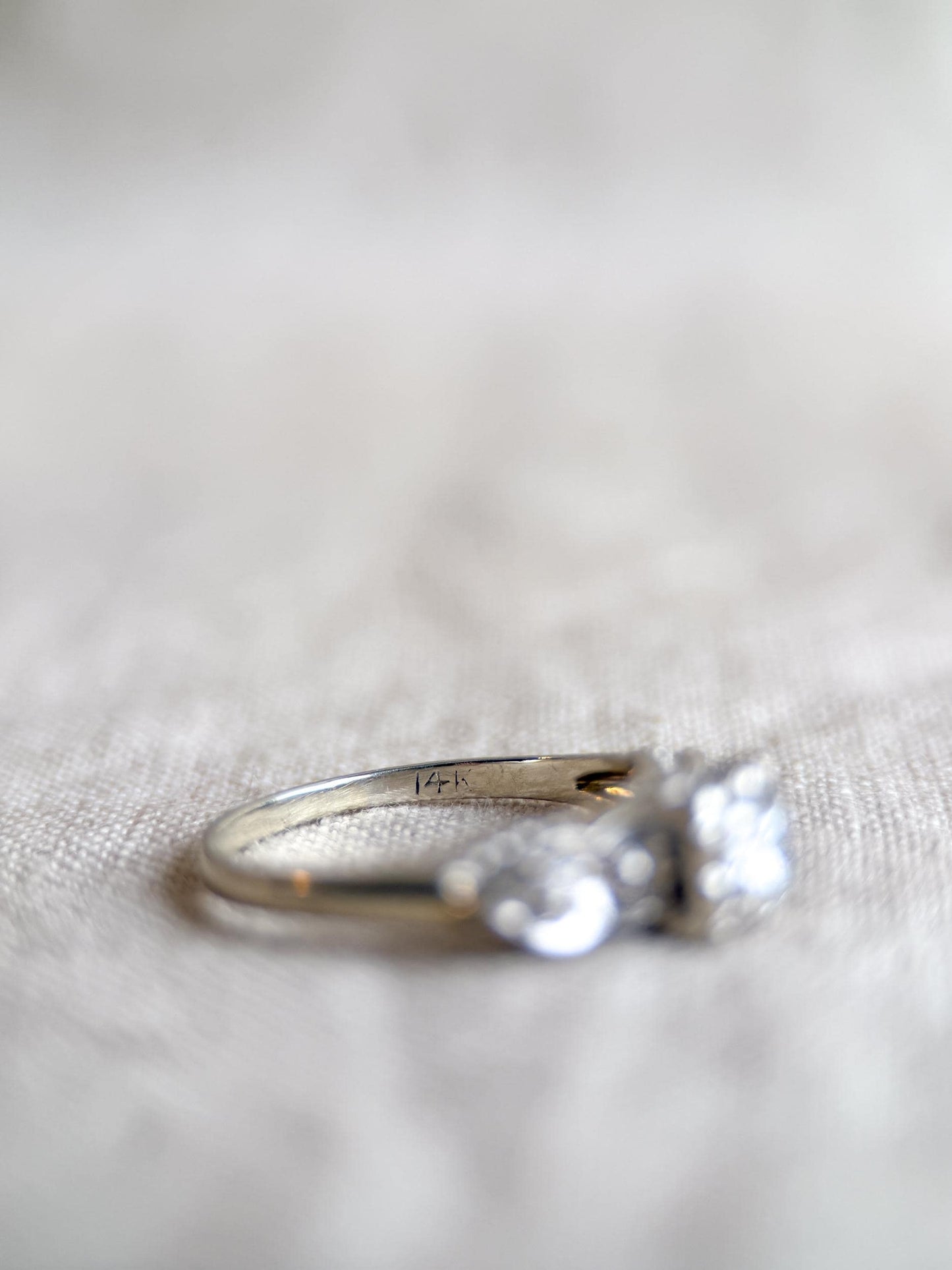 Vintage 1950s Diamond Engagement Ring in 14k White Gold